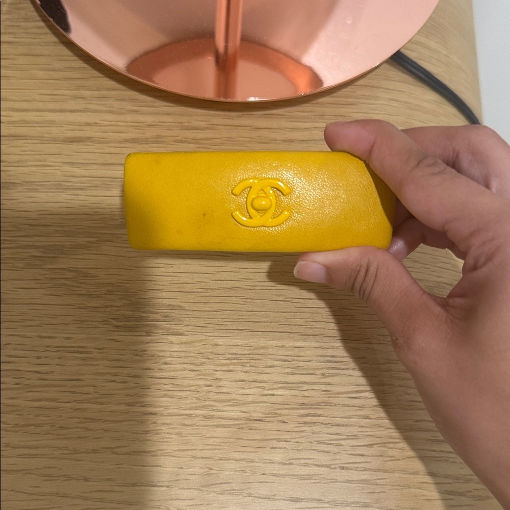 Chanel Yellow Leather barrette